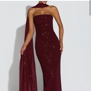 Elegant Burgundy Glitter Skirt